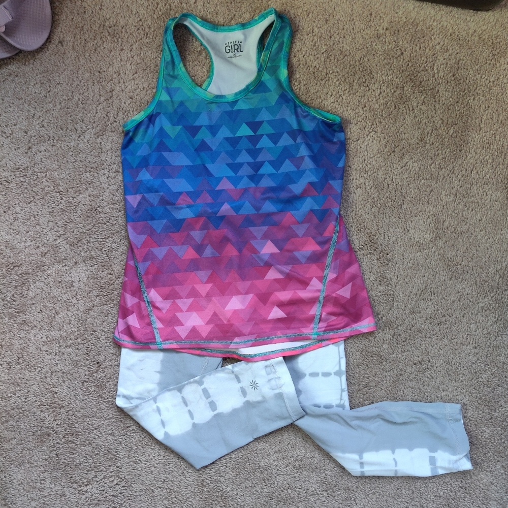 Athleta Girl top and leggings S/7